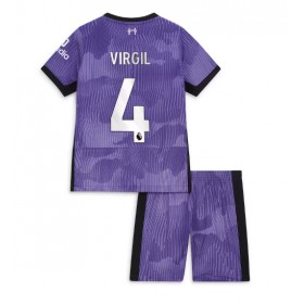 Liverpool Virgil van Dijk #4 Tredje Kläder Barn 2023-24 Kortärmad (+ Korta byxor)